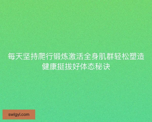 每天坚持爬行锻炼激活全身肌群轻松塑造健康挺拔好体态秘诀
