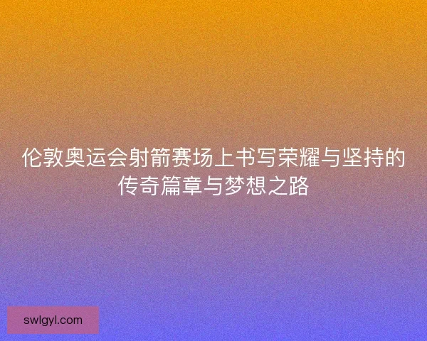 伦敦奥运会射箭赛场上书写荣耀与坚持的传奇篇章与梦想之路