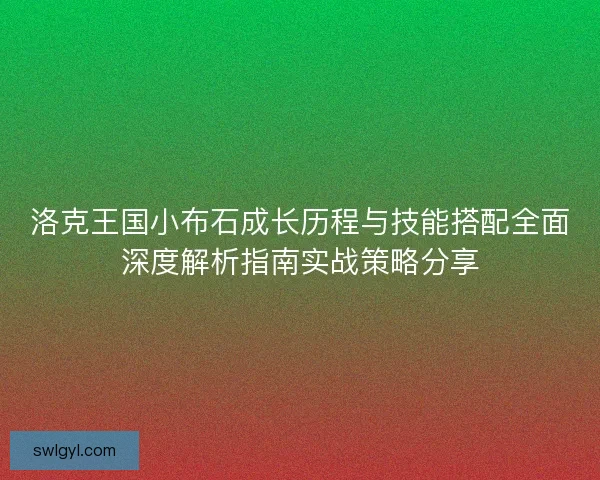 洛克王国小布石成长历程与技能搭配全面深度解析指南实战策略分享